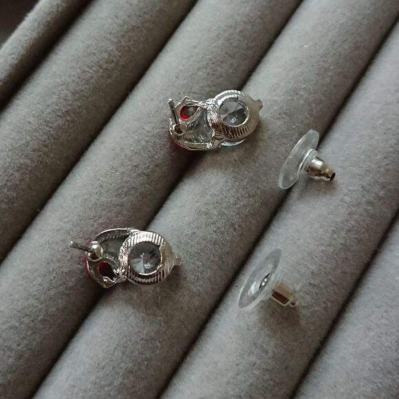 Cute Christmas Hat Cubic Zirconia Stud Earrings - Silver tone - Picture 4 of 9